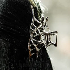Blue Banana Spider Web Hair Clip (Silver)
