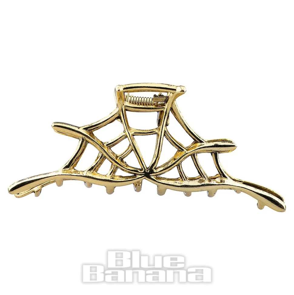Blue Banana Spider Web Hair Clip (Antique Gold)