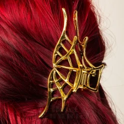 Blue Banana Spider Web Hair Clip (Antique Gold)