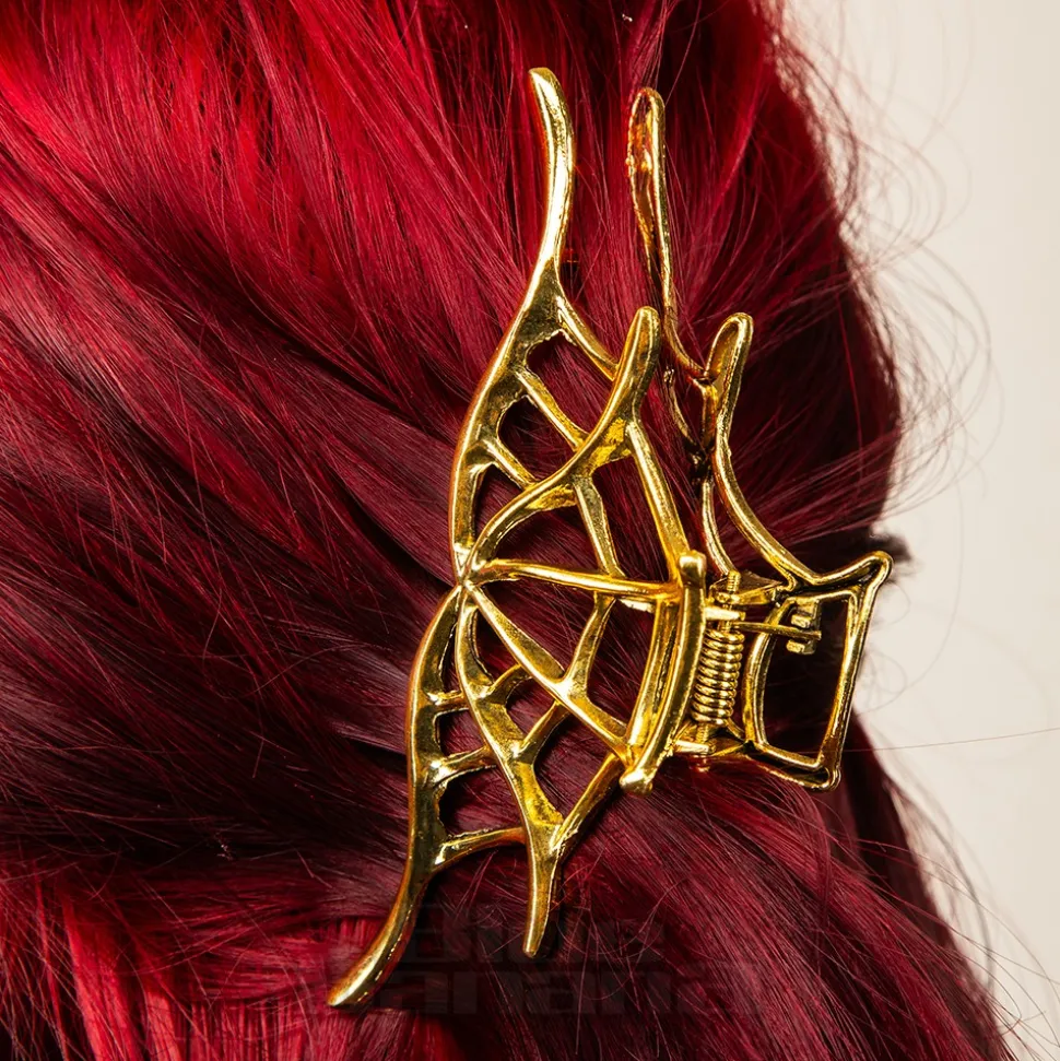 Blue Banana Spider Web Hair Clip (Antique Gold)
