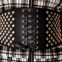 Blue Banana Square Stud Strap Laces Belt (Black)