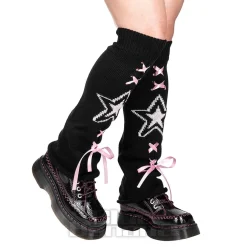 Blue Banana Star Legwarmers (Black/Pink)