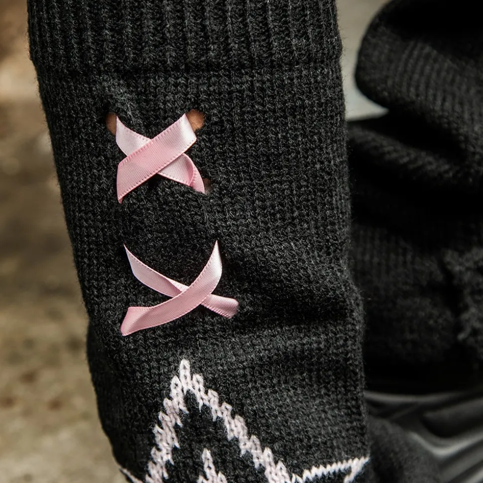 Blue Banana Star Legwarmers (Black/Pink)