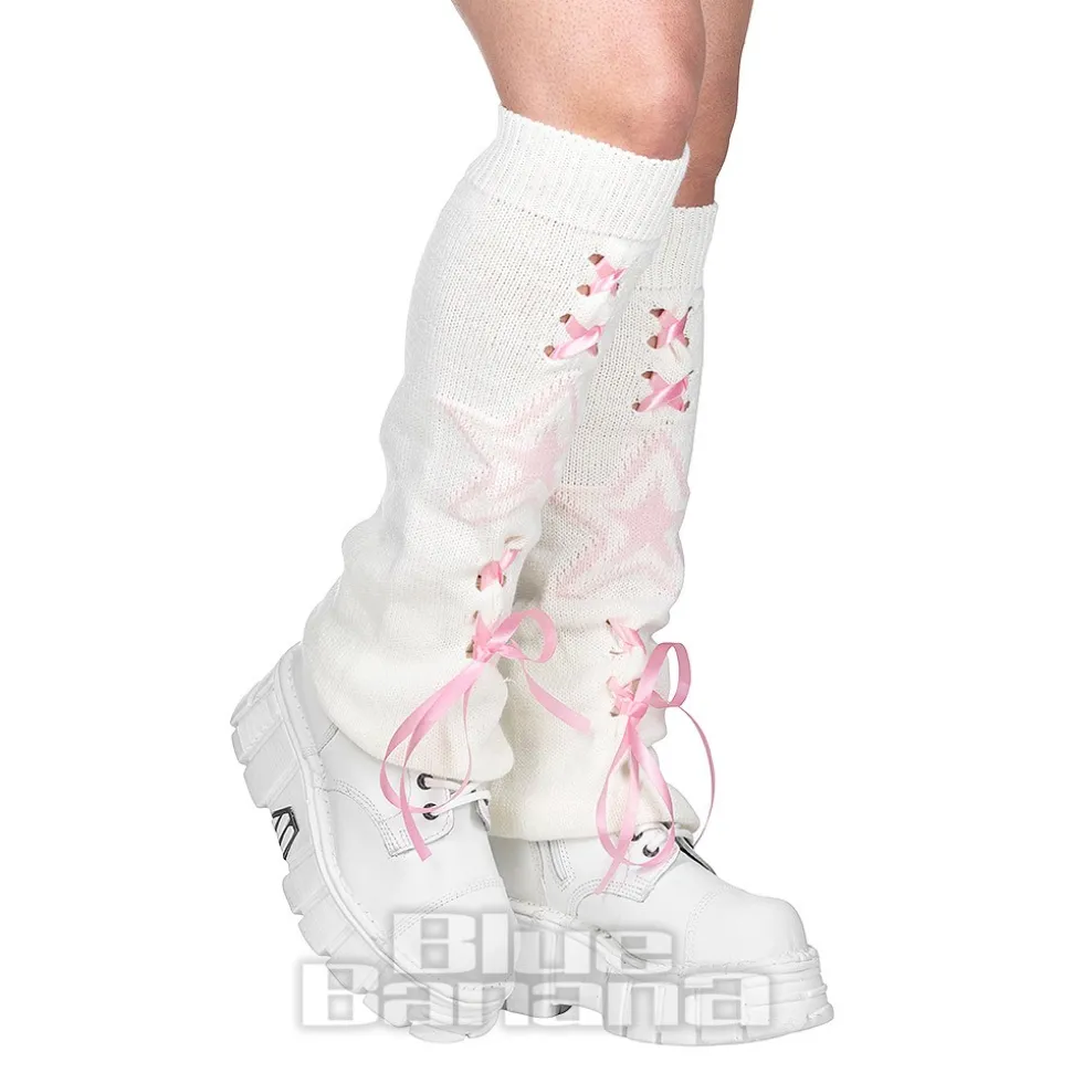 Blue Banana Star Legwarmers (White/Pink)