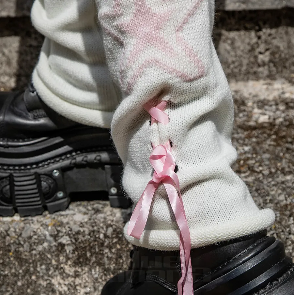Blue Banana Star Legwarmers (White/Pink)