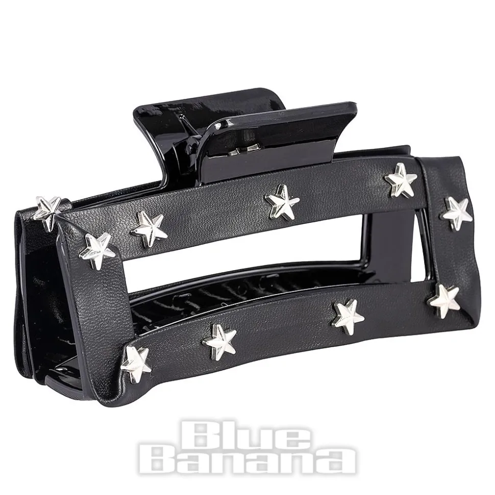Blue Banana Star Studded Hair Clip (Black)