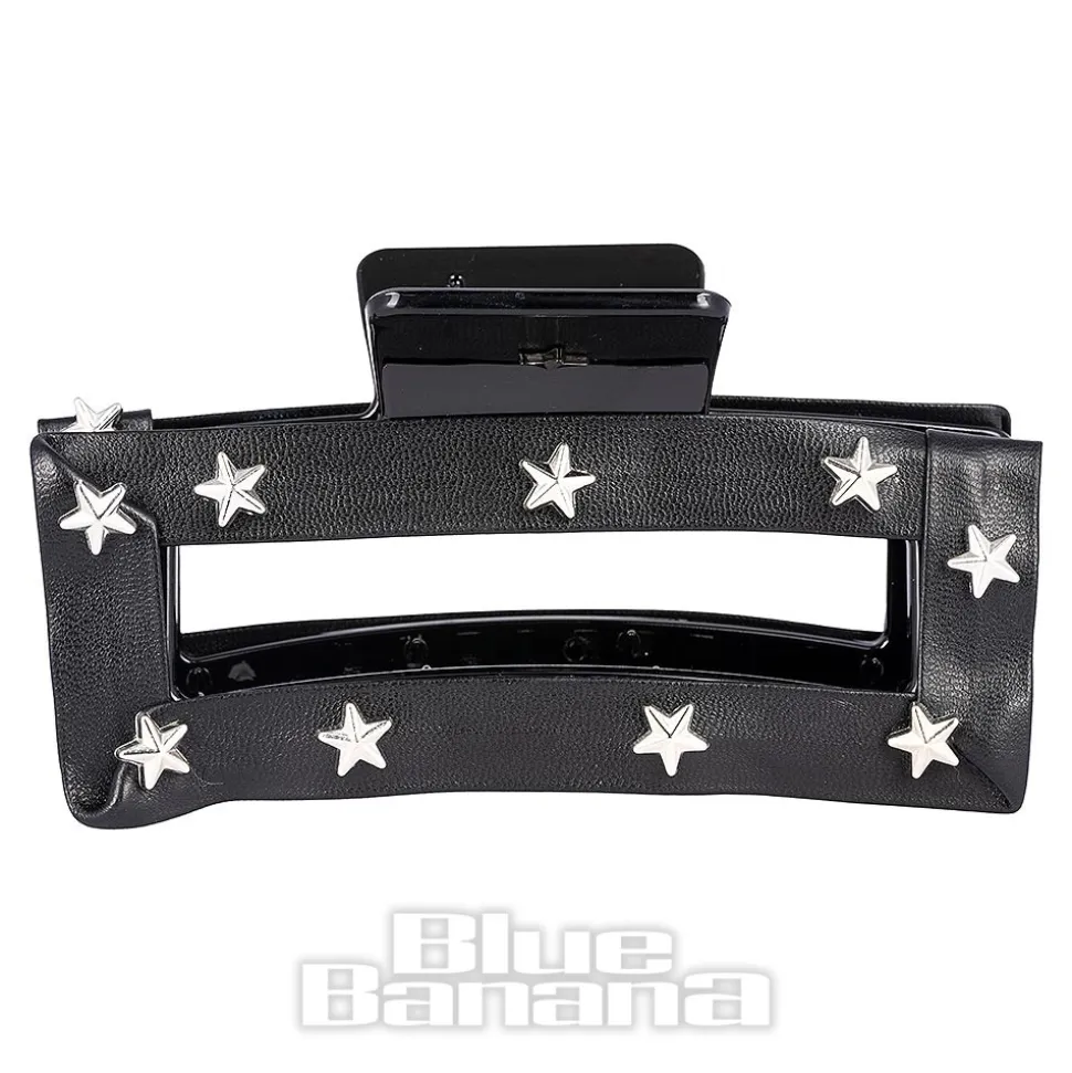Blue Banana Star Studded Hair Clip (Black)