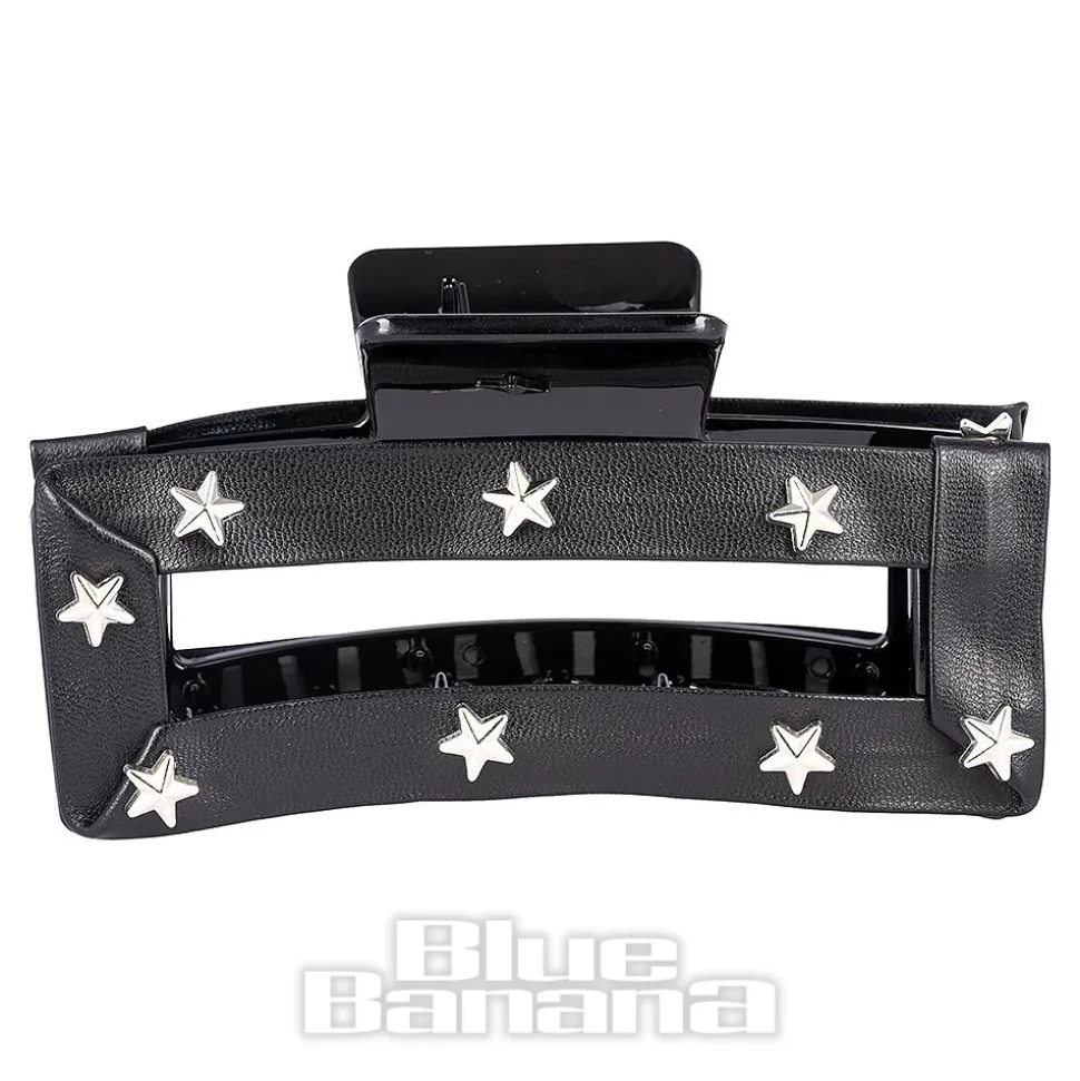Blue Banana Star Studded Hair Clip (Black)