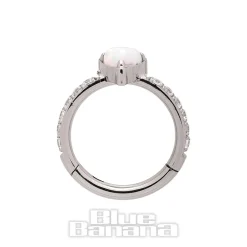 Blue Banana Steel 1.2mm Heart Hinged Segment Ring (Opal)