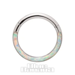 Blue Banana Steel 1.2mm Hinged Segment Ring (Silver/Opal)