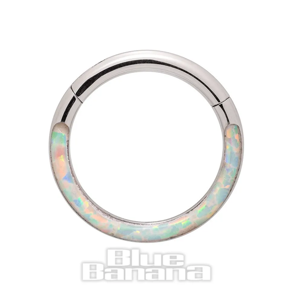 Blue Banana Steel 1.2mm Hinged Segment Ring (Silver/Opal)