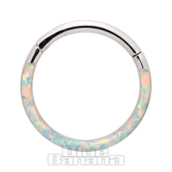 Blue Banana Steel 1.2mm Hinged Segment Ring (Silver/Opal)