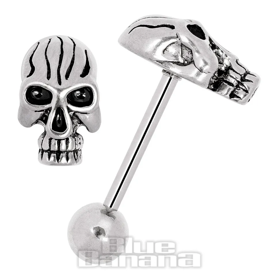 Blue Banana Steel Tongue Bar (Big Skull)