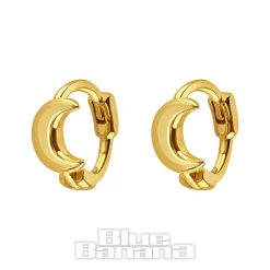 Blue Banana Sterling Gold Moon Clicker Hoops (Pair)