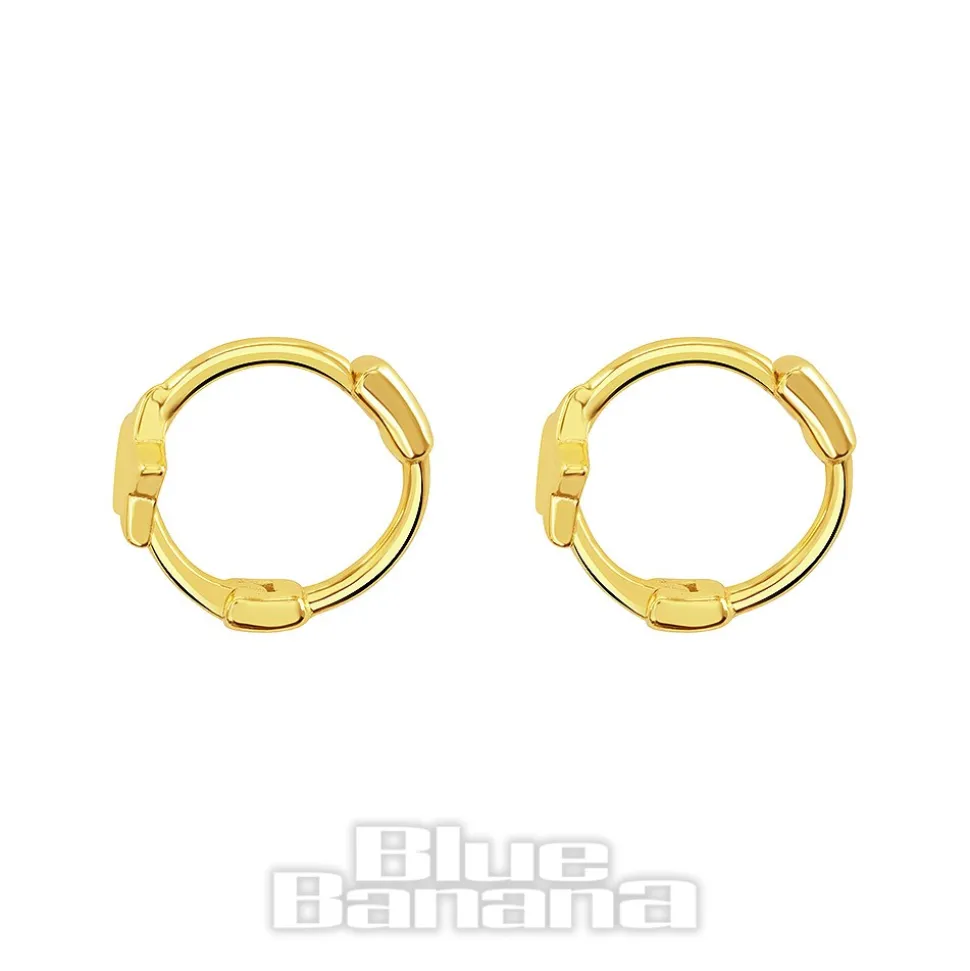 Blue Banana Sterling Gold Star Clicker Hoops (Pair)