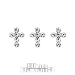 Blue Banana Sterling silver Cross & Gem Nose Studs (3 Pack)
