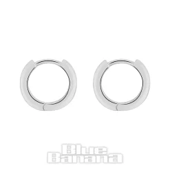 Blue Banana Sterling Silver Medium Crystal Row Clicker Hoops (Pair)