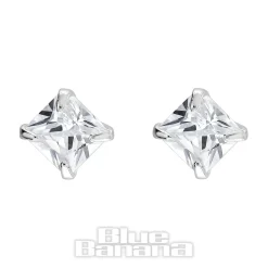 Blue Banana Sterling Silver 3mm Square Crystal Threadless Labrets (2 Pack)
