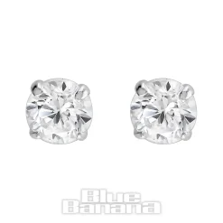 Blue Banana Sterling Silver 2mm Round Crystal Threadless Labrets (2 Pack)