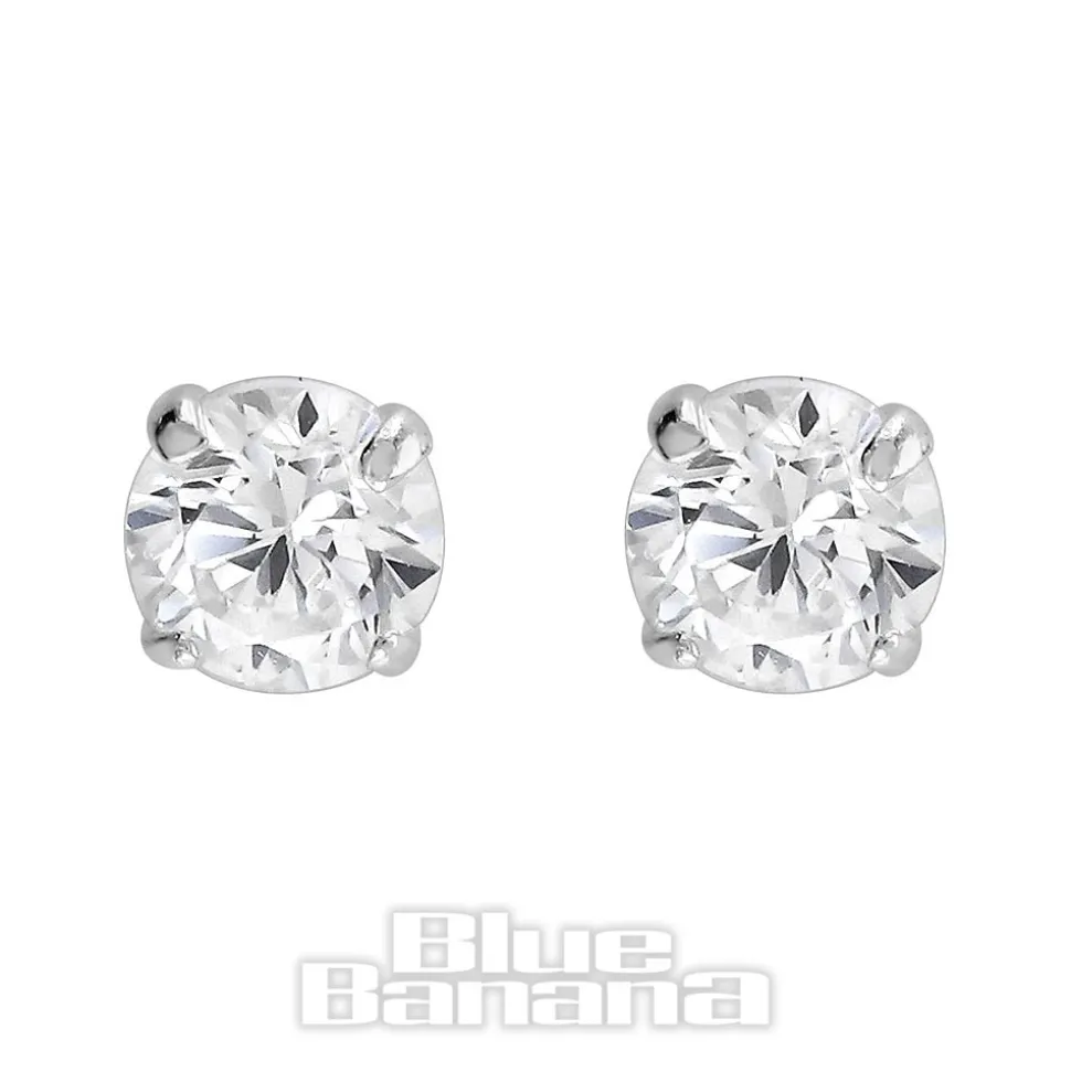 Blue Banana Sterling Silver 2mm Round Crystal Threadless Labrets (2 Pack)