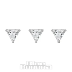 Blue Banana Sterling Silver 3mm Triangle Nose Studs (3 Pack)