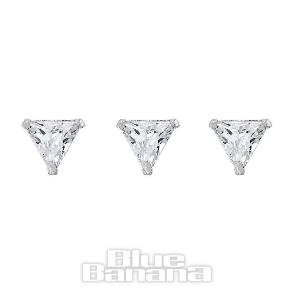 Blue Banana Sterling Silver 3mm Triangle Nose Studs (3 Pack)
