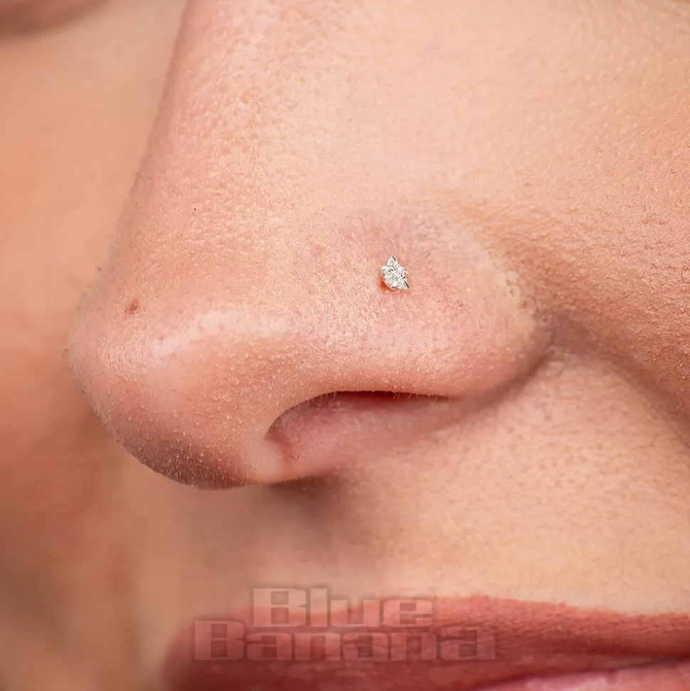 Blue Banana Sterling Silver 2.5mm Crystal Star Nose Studs (6 Pack)