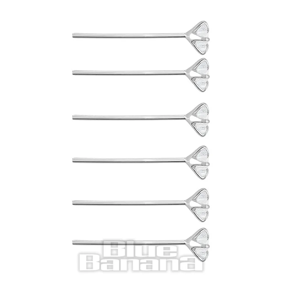 Blue Banana Sterling Silver 2.5mm Aurora Borealis Star Nose Studs (6 Pack)
