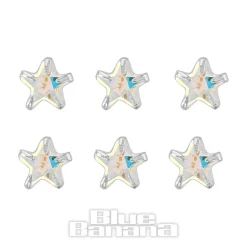 Blue Banana Sterling Silver 2.5mm Aurora Borealis Star Nose Studs (6 Pack)