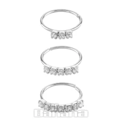 Blue Banana Sterling Silver 3/5/7 Square Stone Set Nose Rings (Silver)