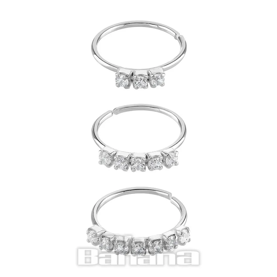Blue Banana Sterling Silver 3/5/7 Square Stone Set Nose Rings (Silver)