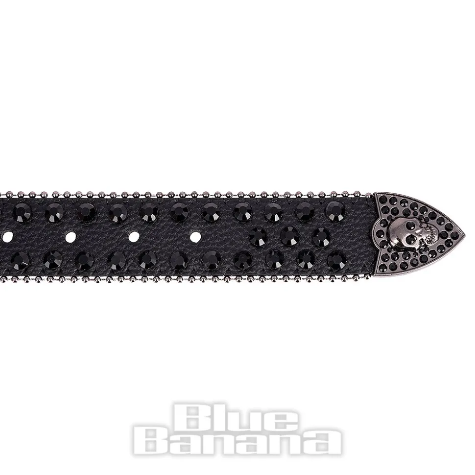Blue Banana Studded Skull Belt (Black)