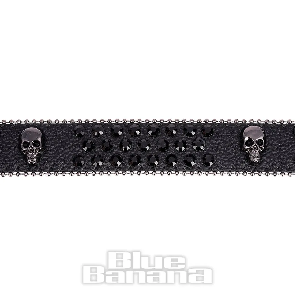 Blue Banana Studded Skull Belt (Black)