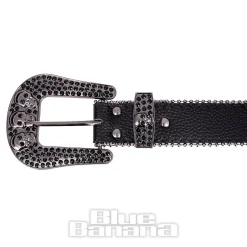 Blue Banana Studded Skull Belt (Black)