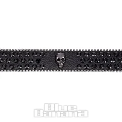 Blue Banana Studded Skull Belt (Black)