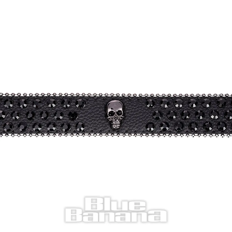 Blue Banana Studded Skull Belt (Black)