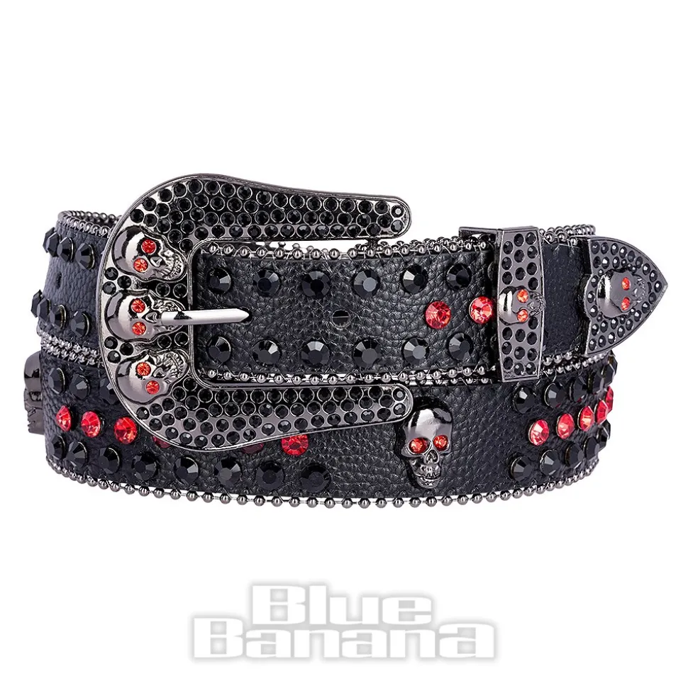 Blue Banana Studded Skull Belt (Red)