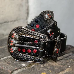 Blue Banana Studded Skull Belt (Red)