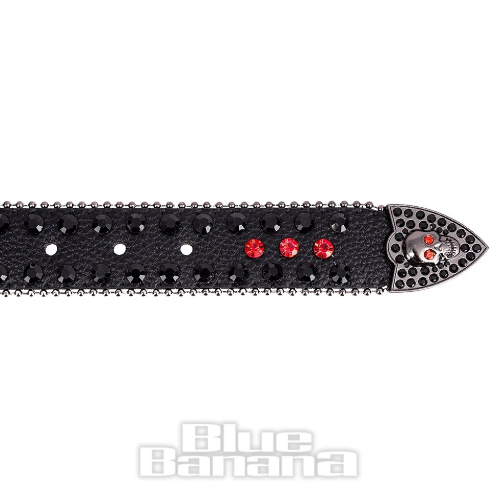 Blue Banana Studded Skull Belt (Red)