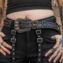 Blue Banana Studded Skull Belt (Red)