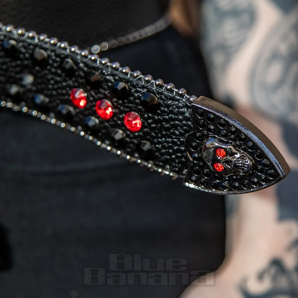 Blue Banana Studded Skull Belt (Red)
