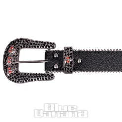 Blue Banana Studded Skull Belt (Red)