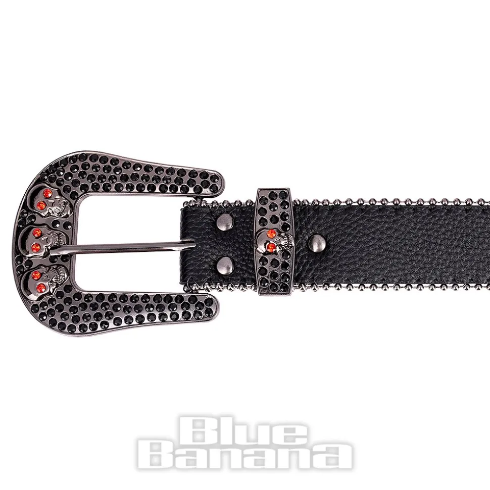 Blue Banana Studded Skull Belt (Red)