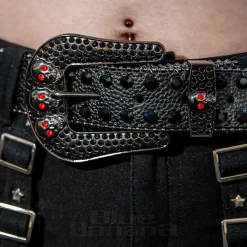 Blue Banana Studded Skull Belt (Red)