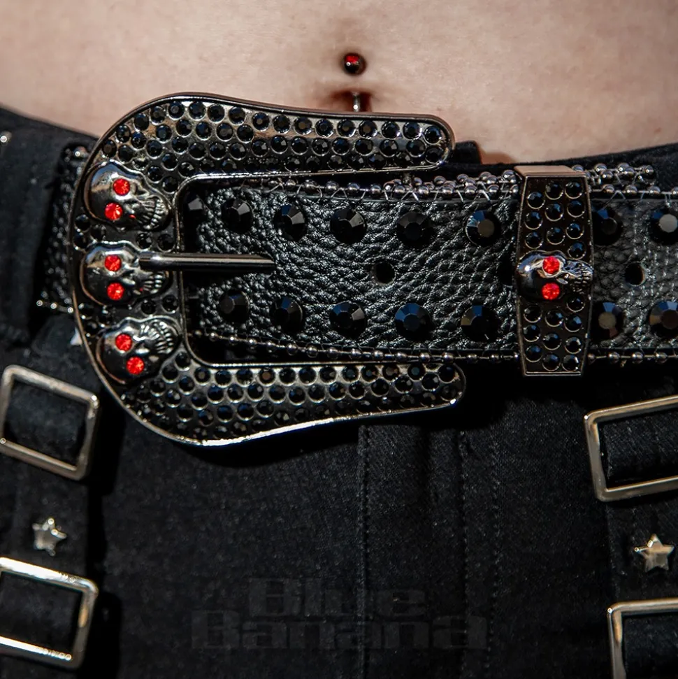 Blue Banana Studded Skull Belt (Red)