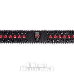 Blue Banana Studded Skull Belt (Red)