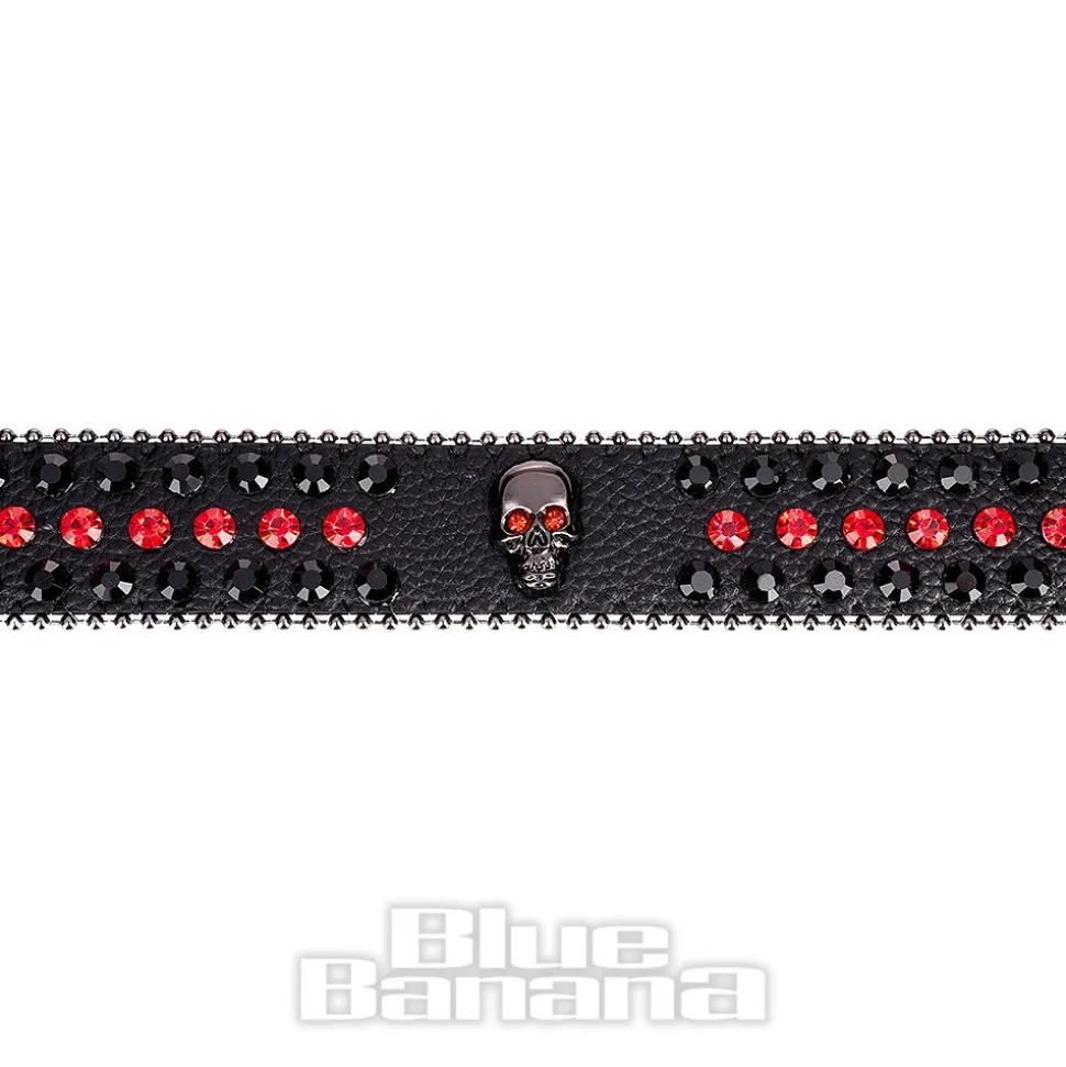 Blue Banana Studded Skull Belt (Red)