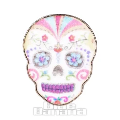 Blue Banana Sugar Skull Pin Badge (Multicoloured)