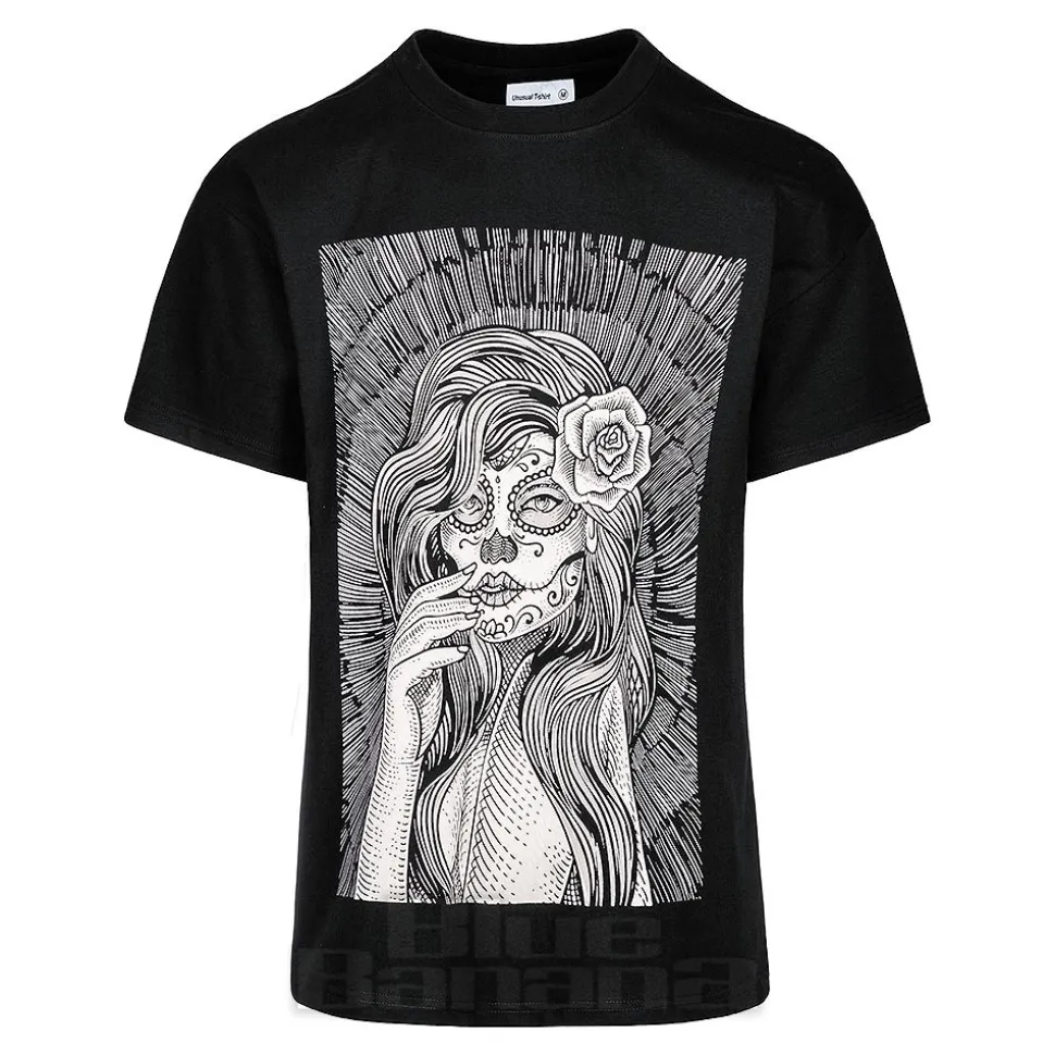 Blue Banana Sugar Skull T-Shirt (Black)
