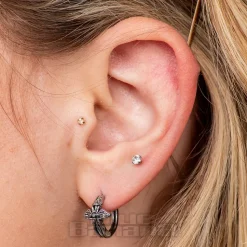 Blue Banana Surgical Steel Cross Ear Clicker (Silver)